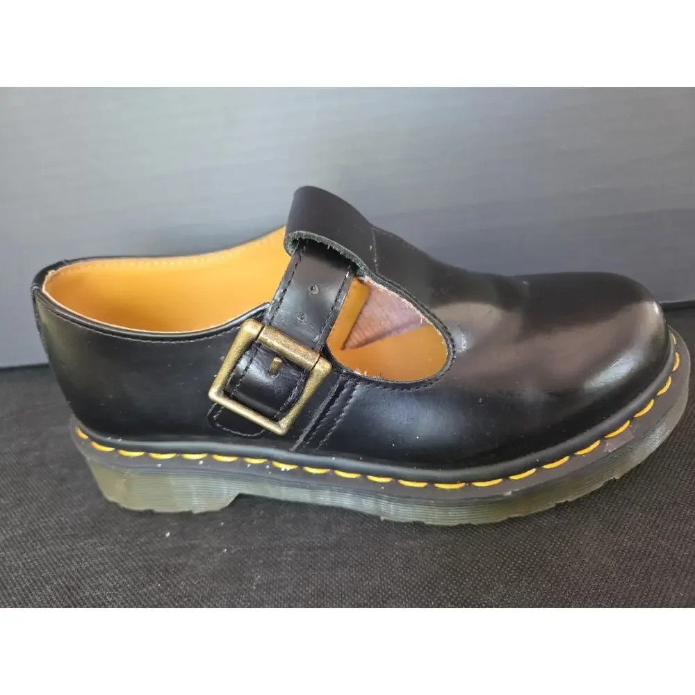 Dr. Martens MJ Bex Shoes Black Leather Mary Jane Dress Boots Girls Size 5 US
